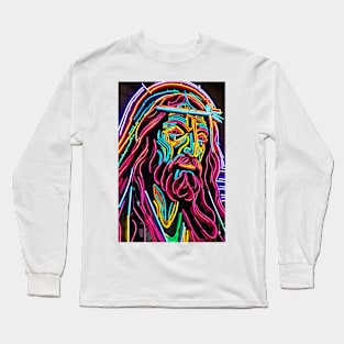 Neon Jesus Christ art Long Sleeve T-Shirt